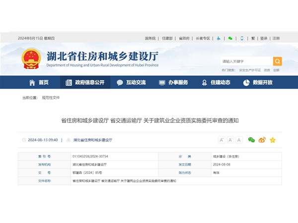 关于建筑业企业资质实施委托审查的通知